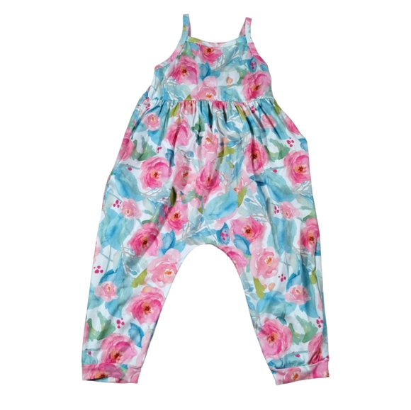 no brand Other - Toddler Girl Cute Strap Jumpsuit One-piece Romper floral with Pockets Size 100